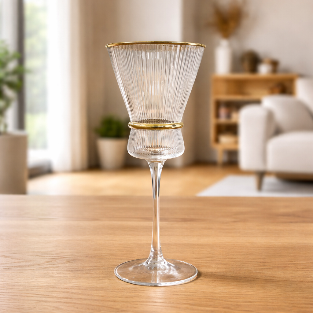 Crystal Gold Rim Champagne Goblets – 6pcs