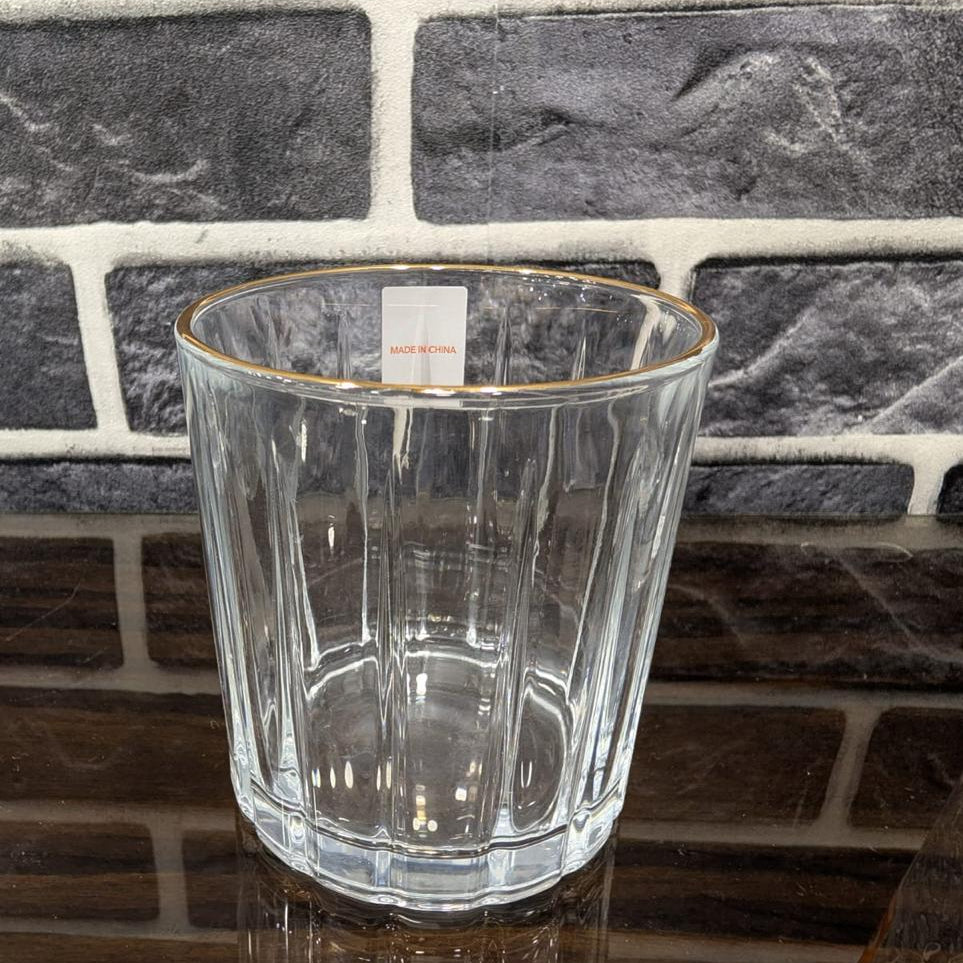6 Pcs Premium Gold Rim Glass Tumbler Set