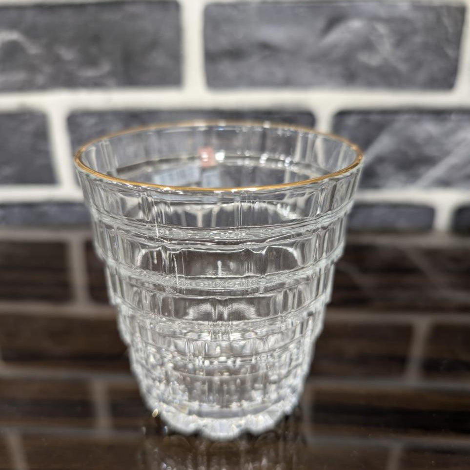 6 Pcs Premium Ribbed Gold Rim Glass Tumbler Set