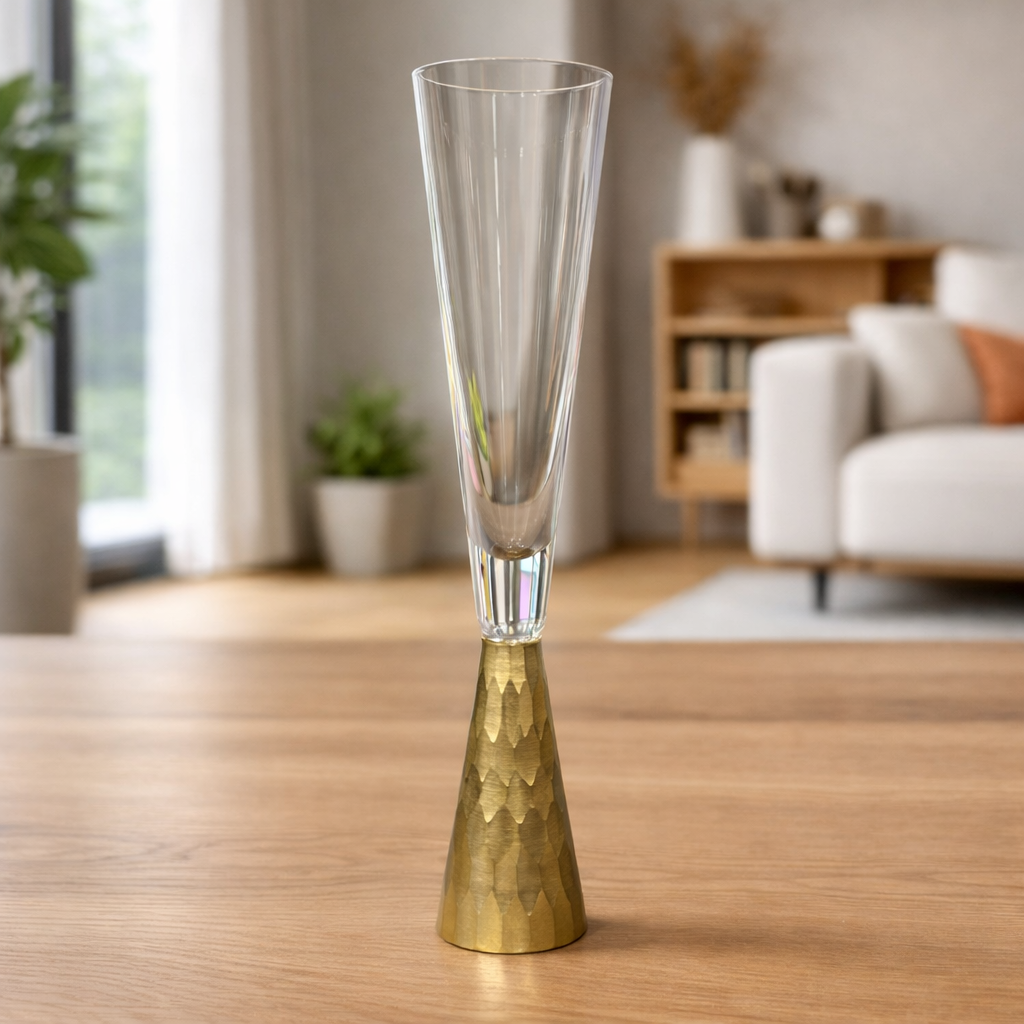 Crystal Gold Base Champagne Flutes – 4pcs