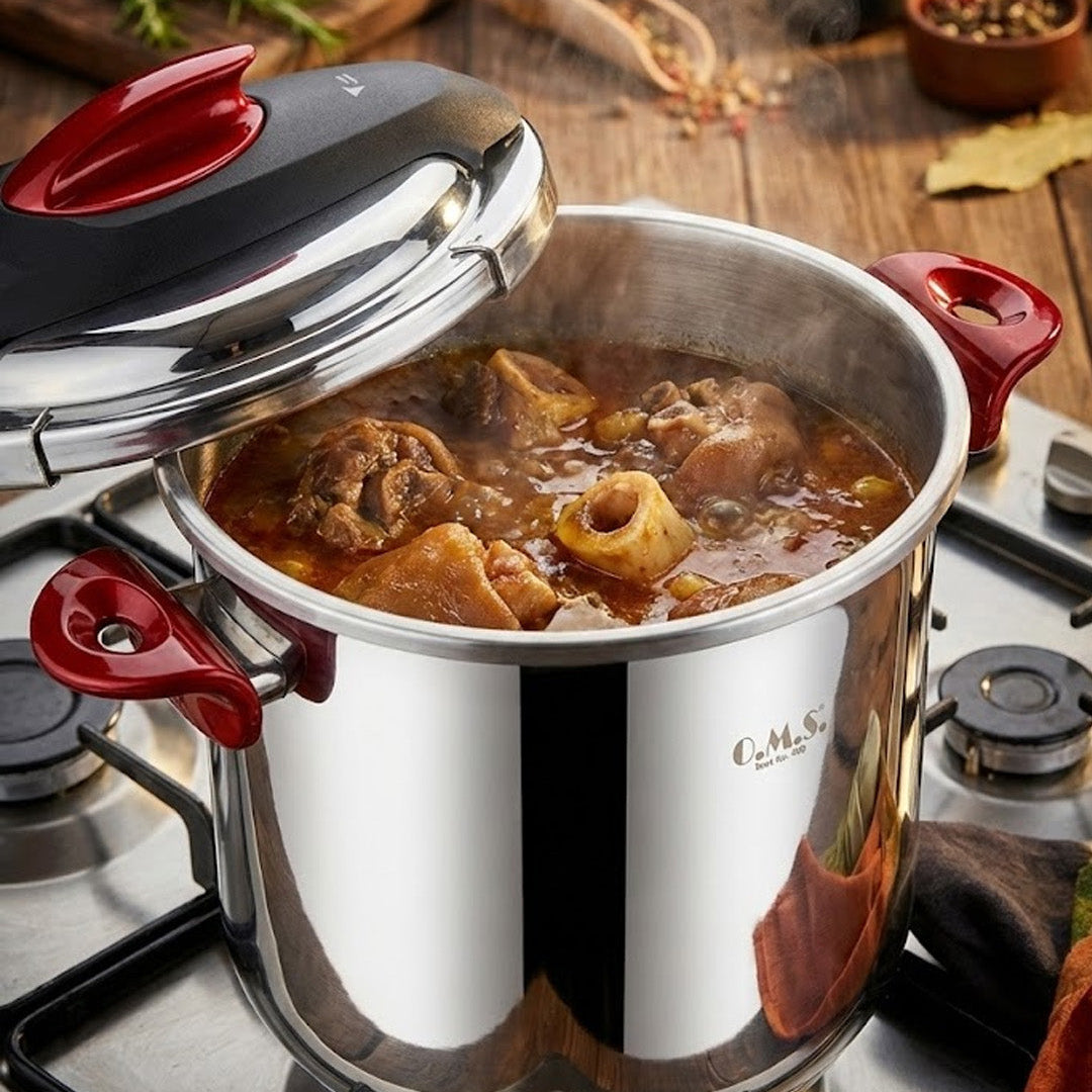 O.M.S Pressure Cooker – Red Color | 14 Liter Extra Large Heavy-Duty Cooker