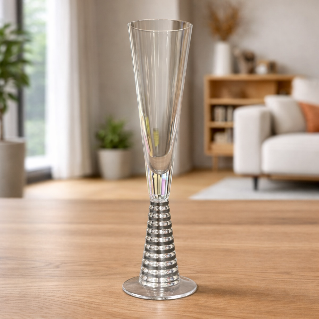 Crystal Screw Stem Champagne Flutes – 6pcs
