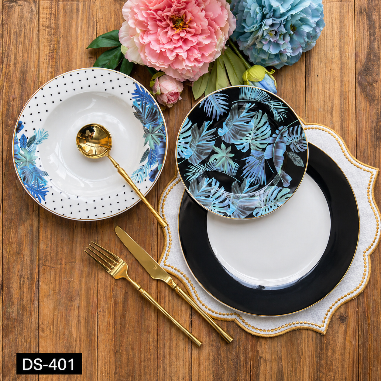 Elite Botanique 18 Pc Imported Plates Set