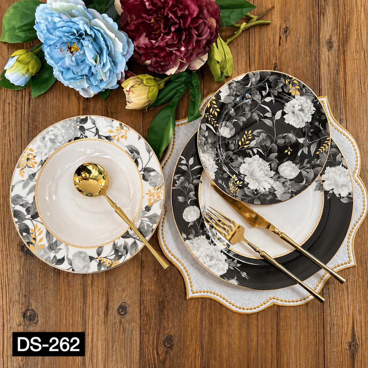 Midnight Bloom 18 Piece Dinner Set