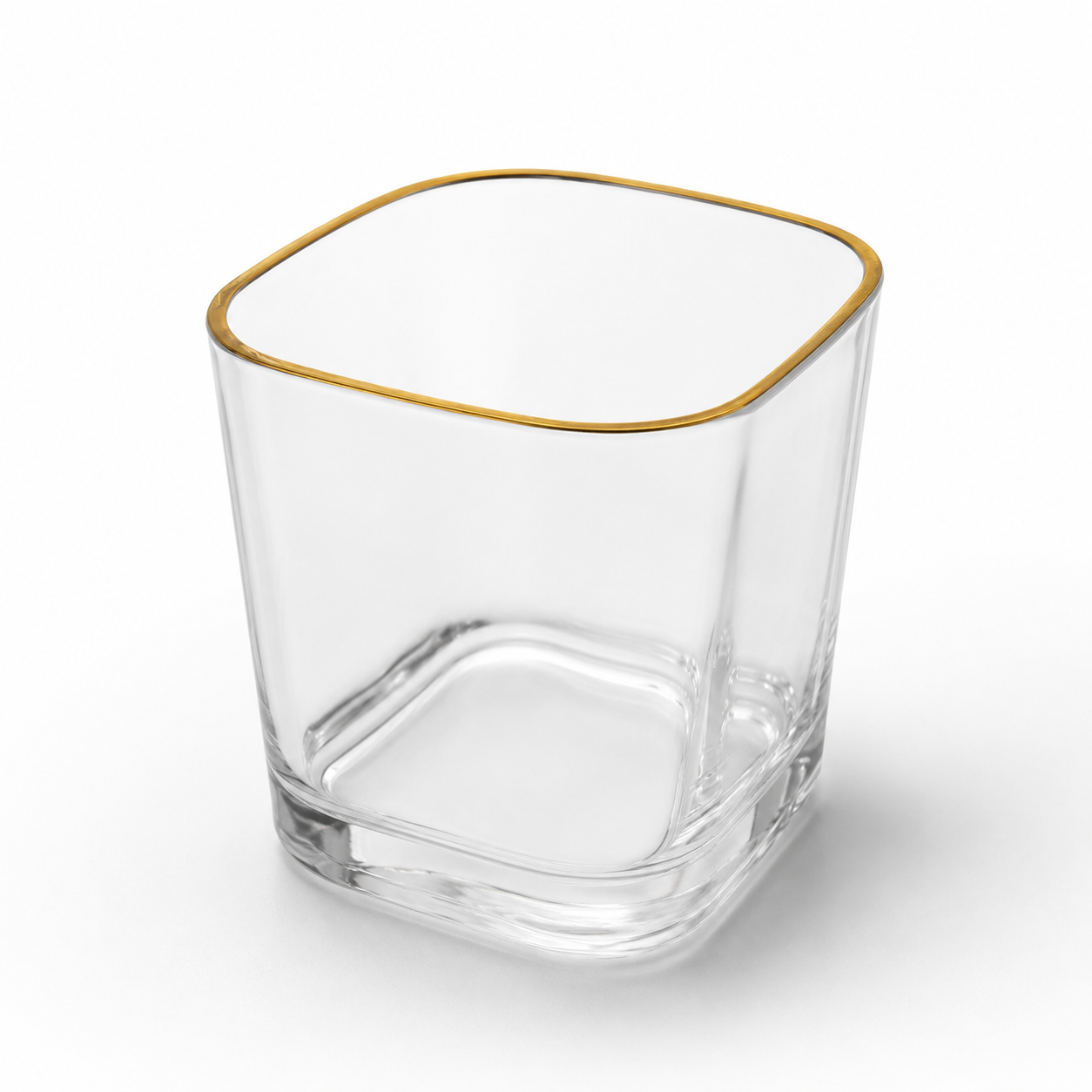 6 Pcs Gold Rim Square Glass Tumbler Set