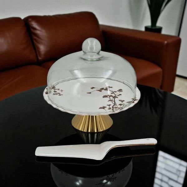 Angela 11.5" Cake Stand with Glass Lid & Lifter