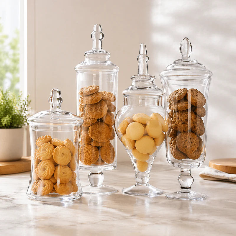 Danny Home Decorative Cookie Glass Jar Set 4pcs