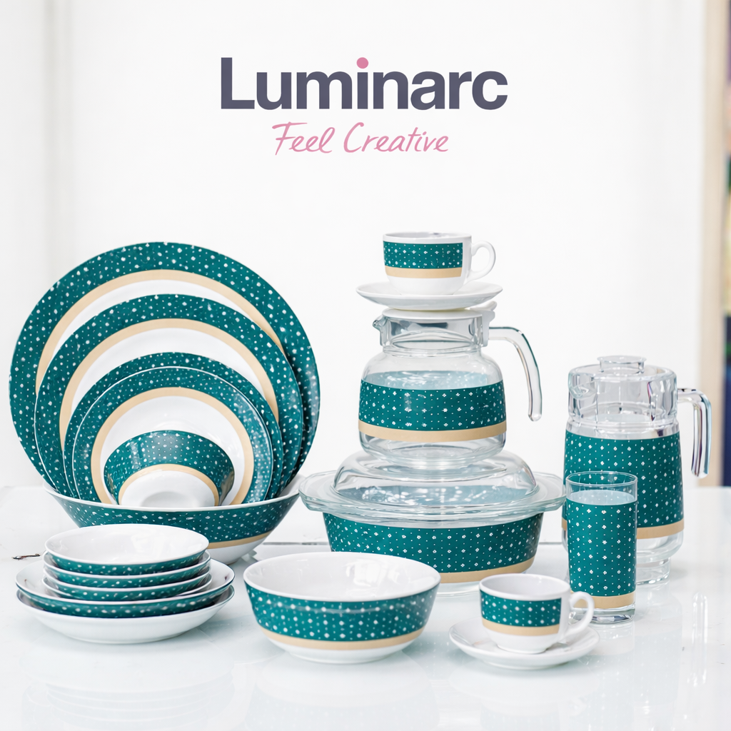 Luminarc 73-Piece Glass Dinner Set – 8 Person Premium Tableware