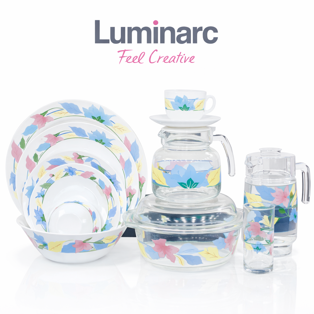 Luminarc 73-Piece Glass Dinner Set – 8 Person Premium Tableware