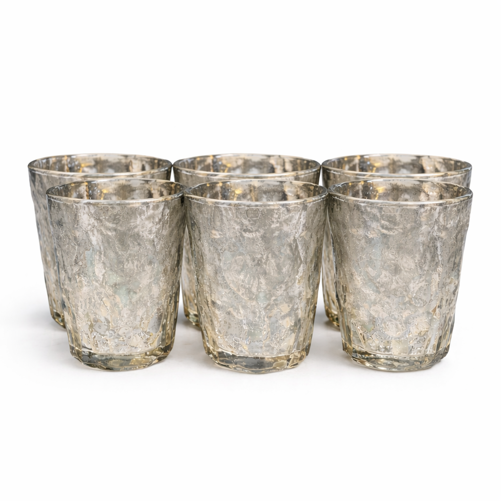 Premium 6 Pcs Grey Textured Glass Set