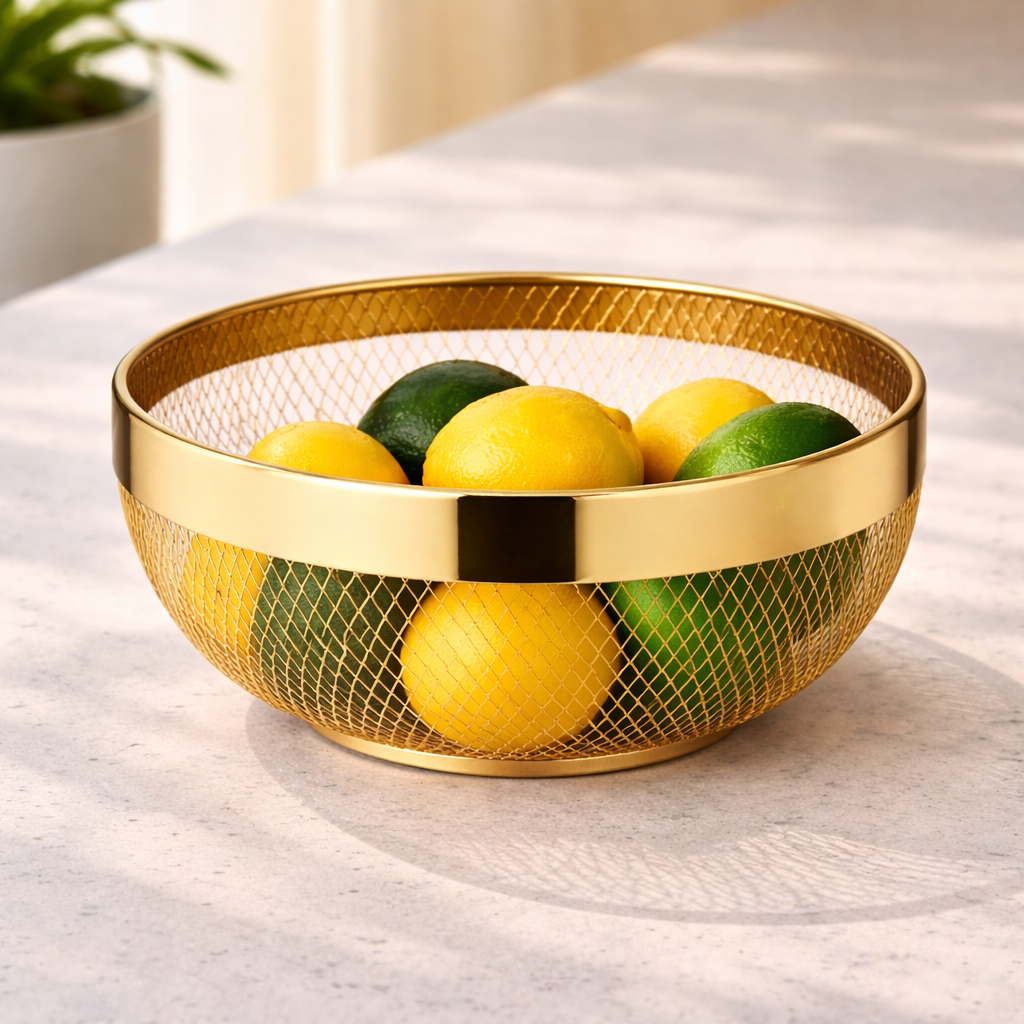 Premium Gold Mesh Fruit Bowl