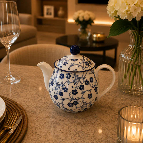 Danny Home Blue Flower 500ml Ceramic Teapot
