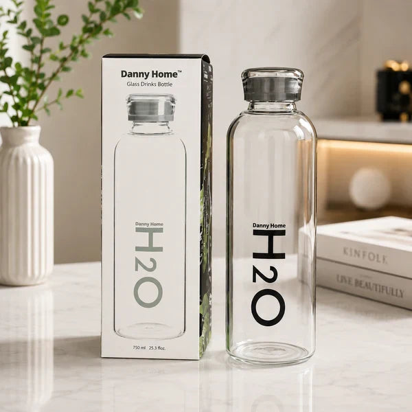 Danny Home Glass Drink Bottle – 750ml (Grey)