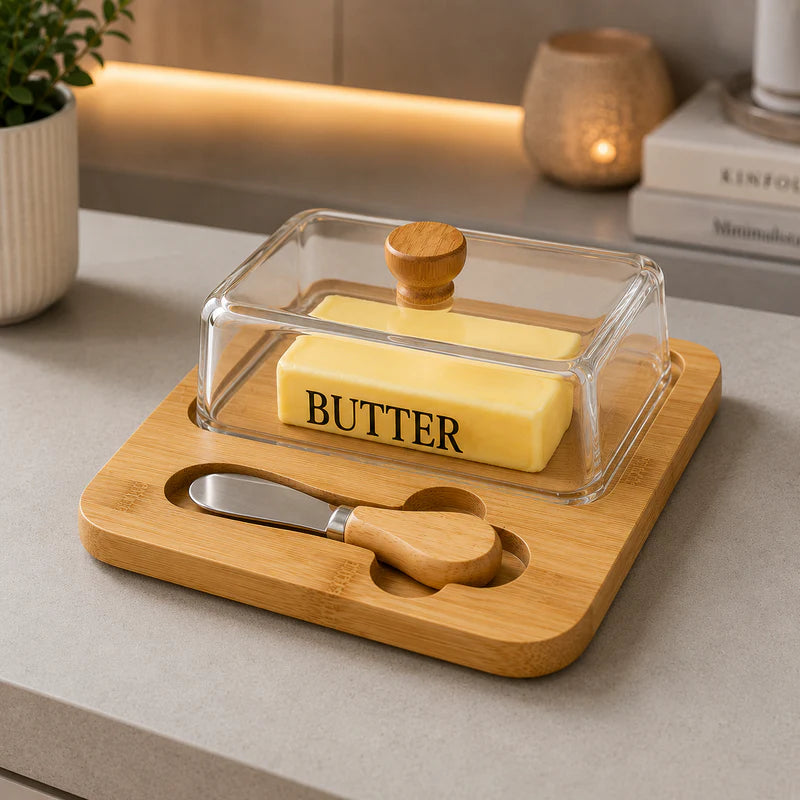 Premium Butter Keeper & Knife Holder With Acrylic Cover