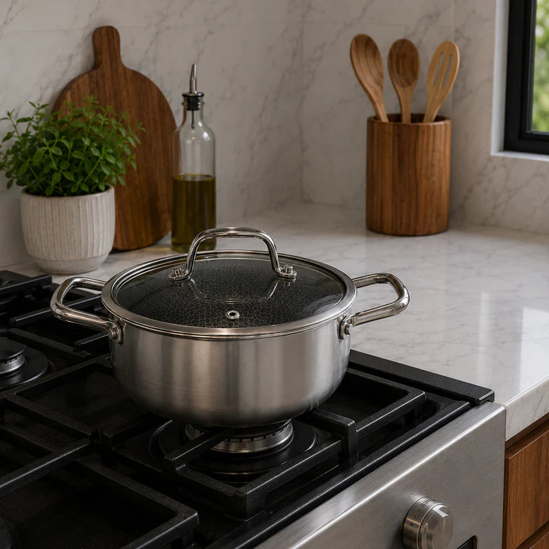 Stainless Steel Casserole with Glass Lid | 20cm