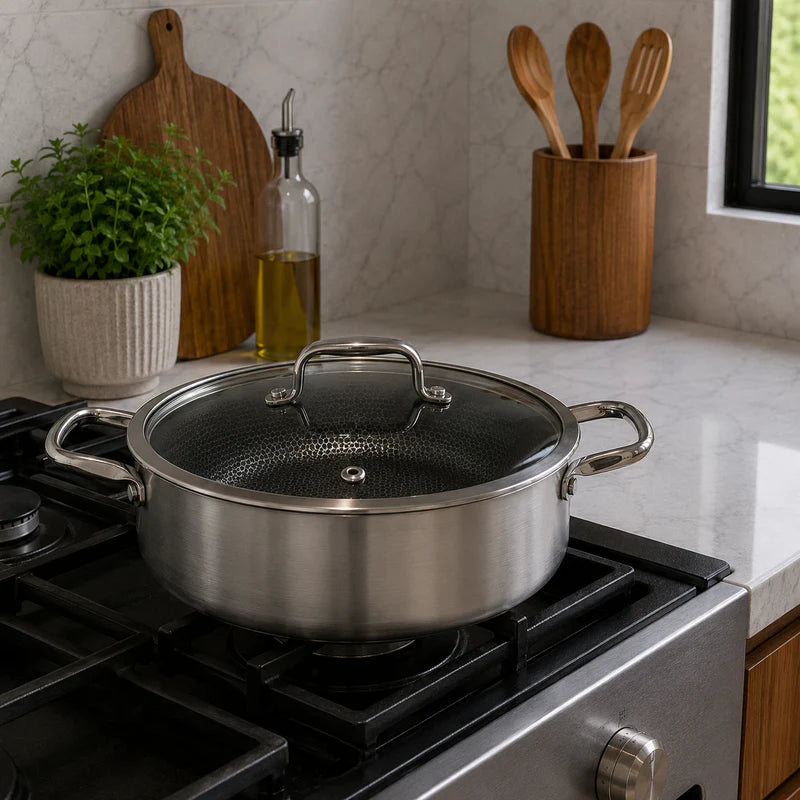 Stainless Steel Casserole with Glass Lid | 28cm