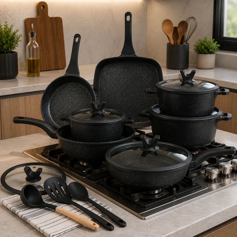 15-Piece Granite Non-Stick Cookware Set