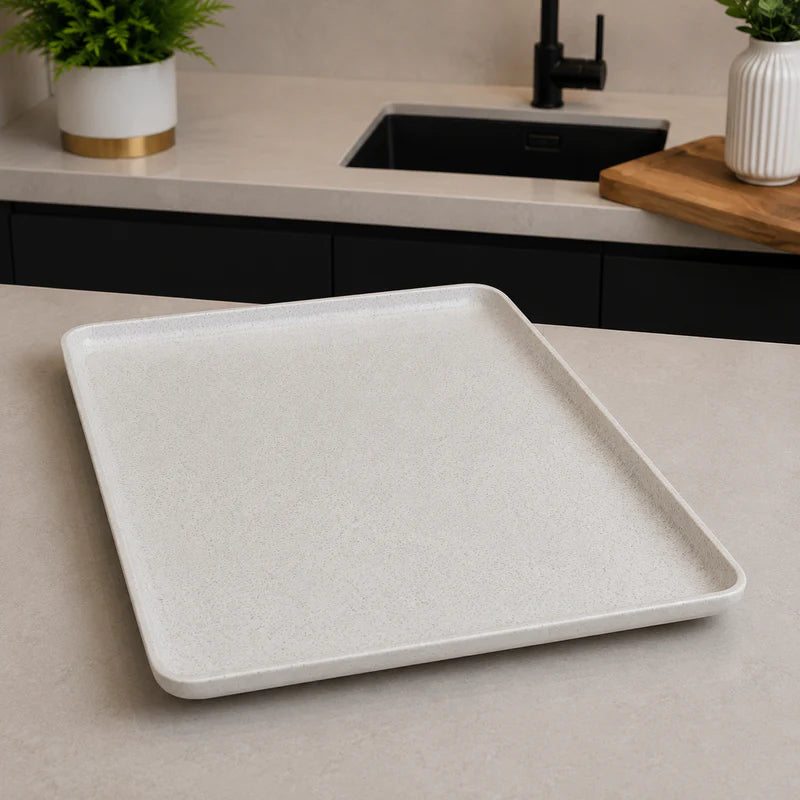 Winsor England 13 Inch Porcelain Rectangular Serving Plate – White Speckled Finish