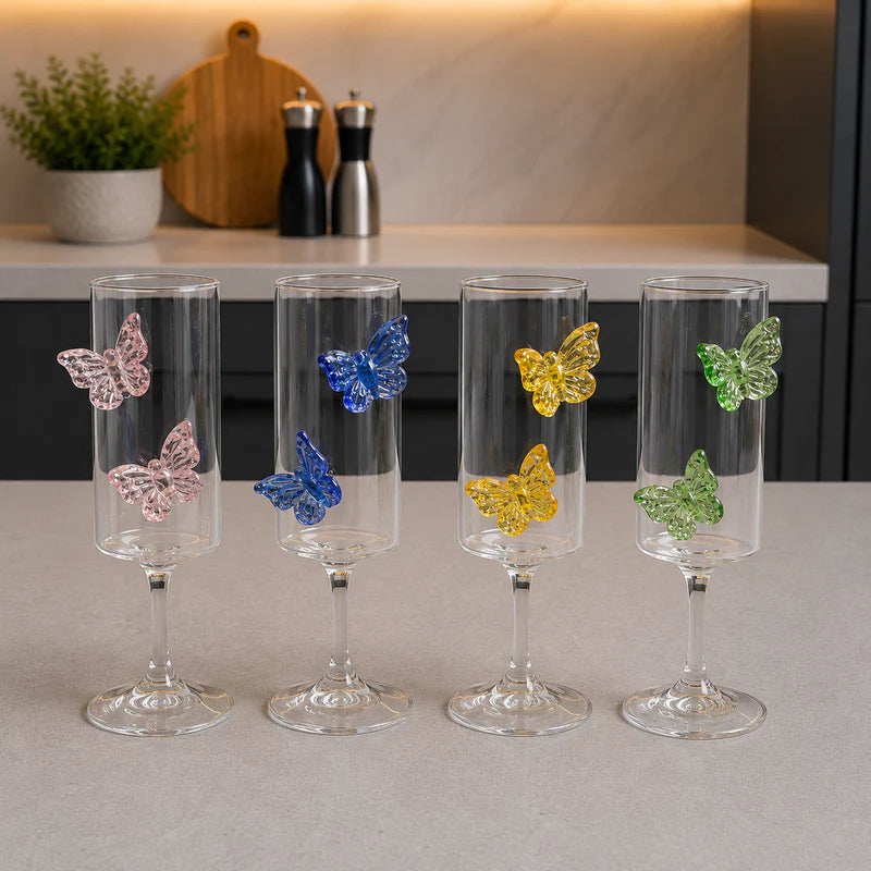 Crystal Butterfly Flute Glass