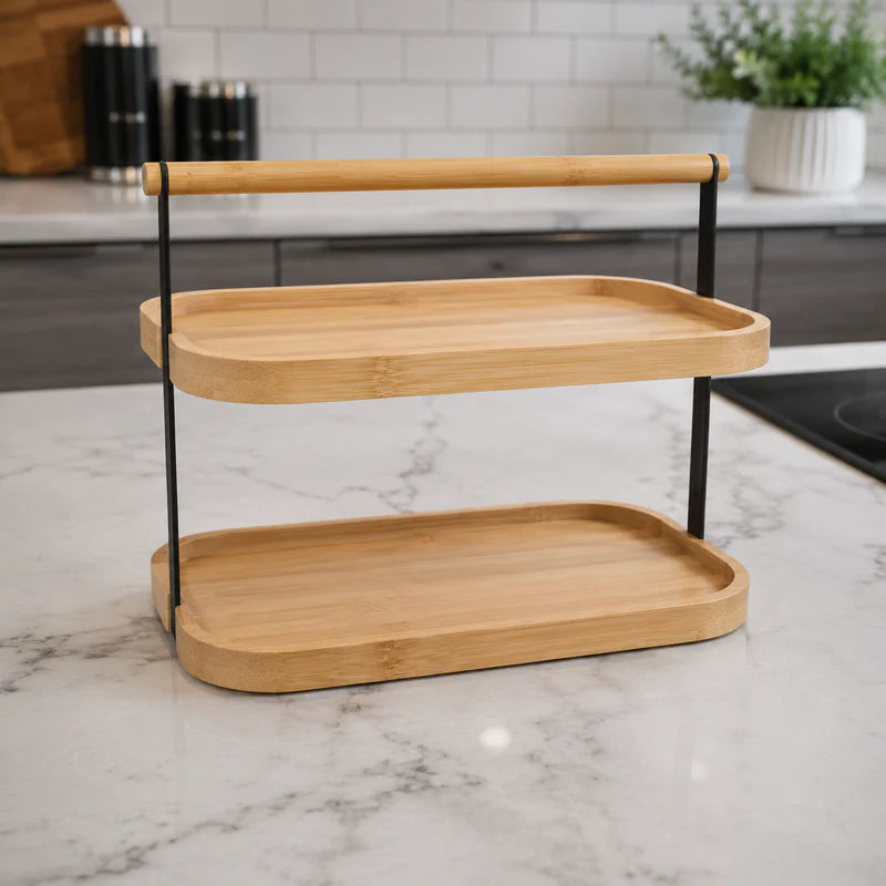 Bamboo Luxe 2-Tier Serving Stand
