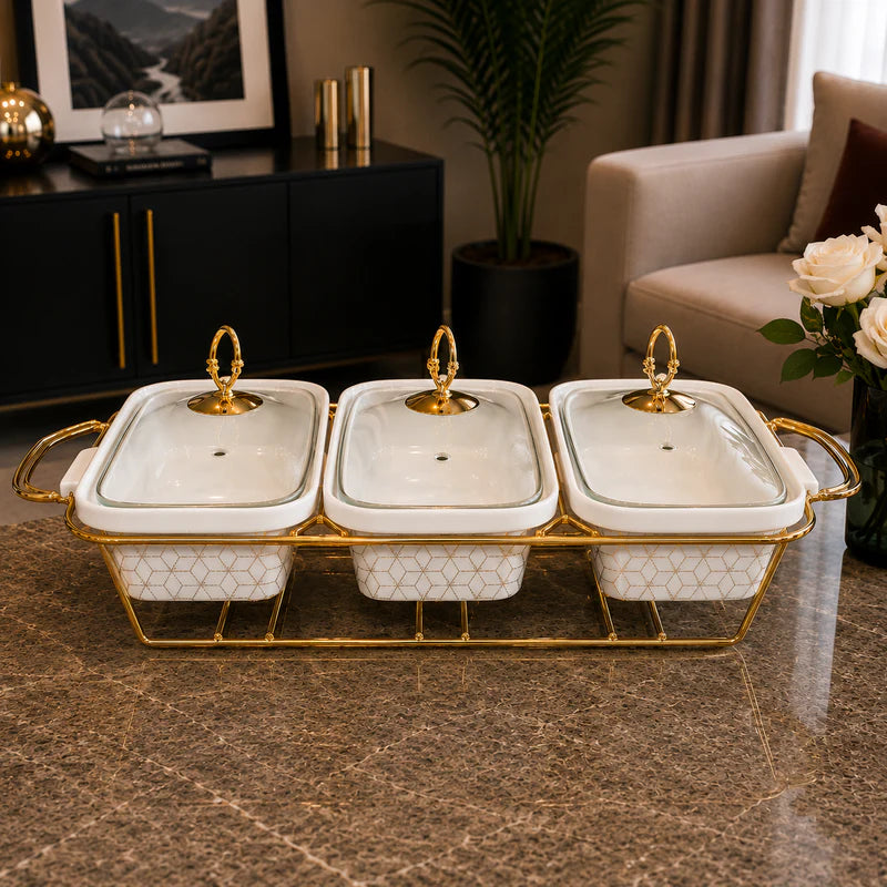 Triple Rectangular Serving Dish Set - 9 Inches