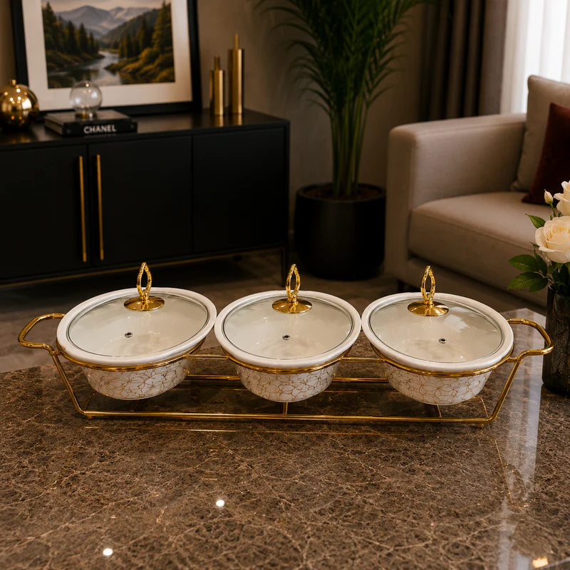 Triple Oval Serving Dish Set - 9 Inches