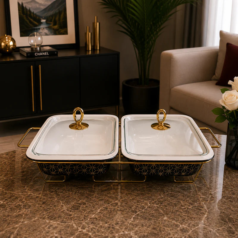 Double Rectangular Serving Dish Set - 12 Inches