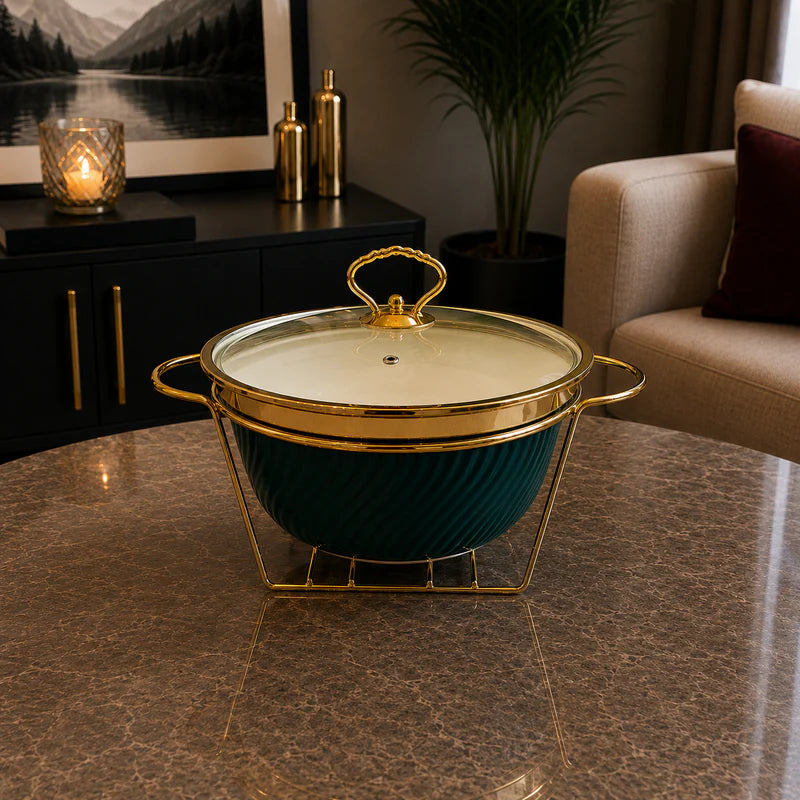 Round Green Deep Serving Dish - 10 Inches