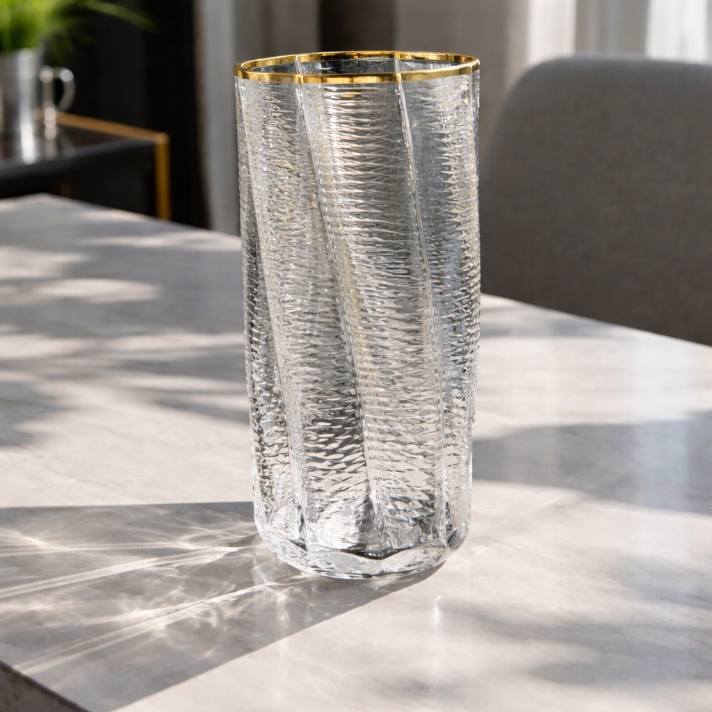 Crystal Gold Rim Drinking Glasses – 6pcs