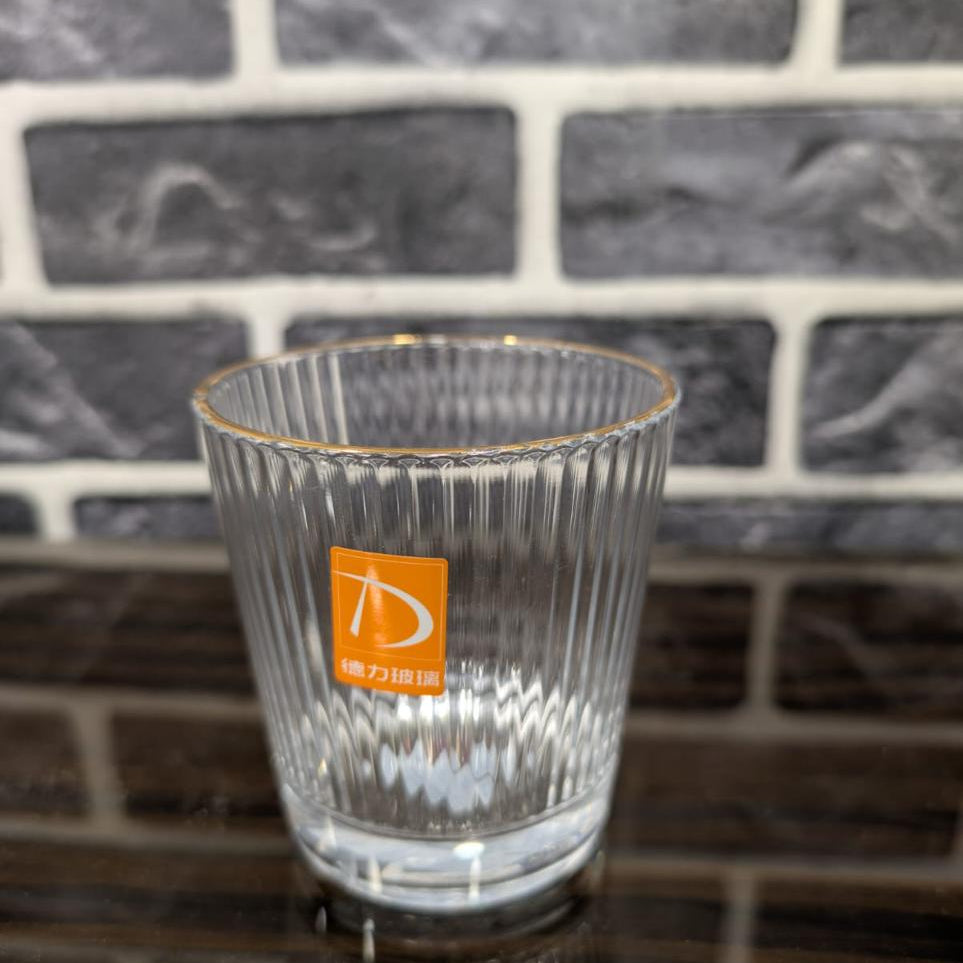 6 Pcs Ribbed Glass Set with Gold Rim