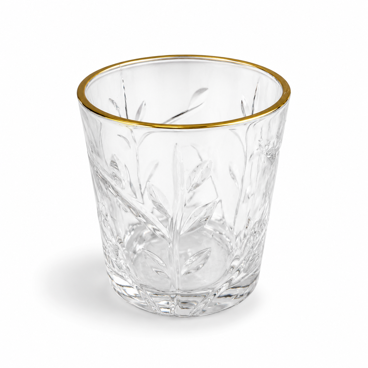 6 Pcs Gold Rim Embossed Glass Tumbler Set