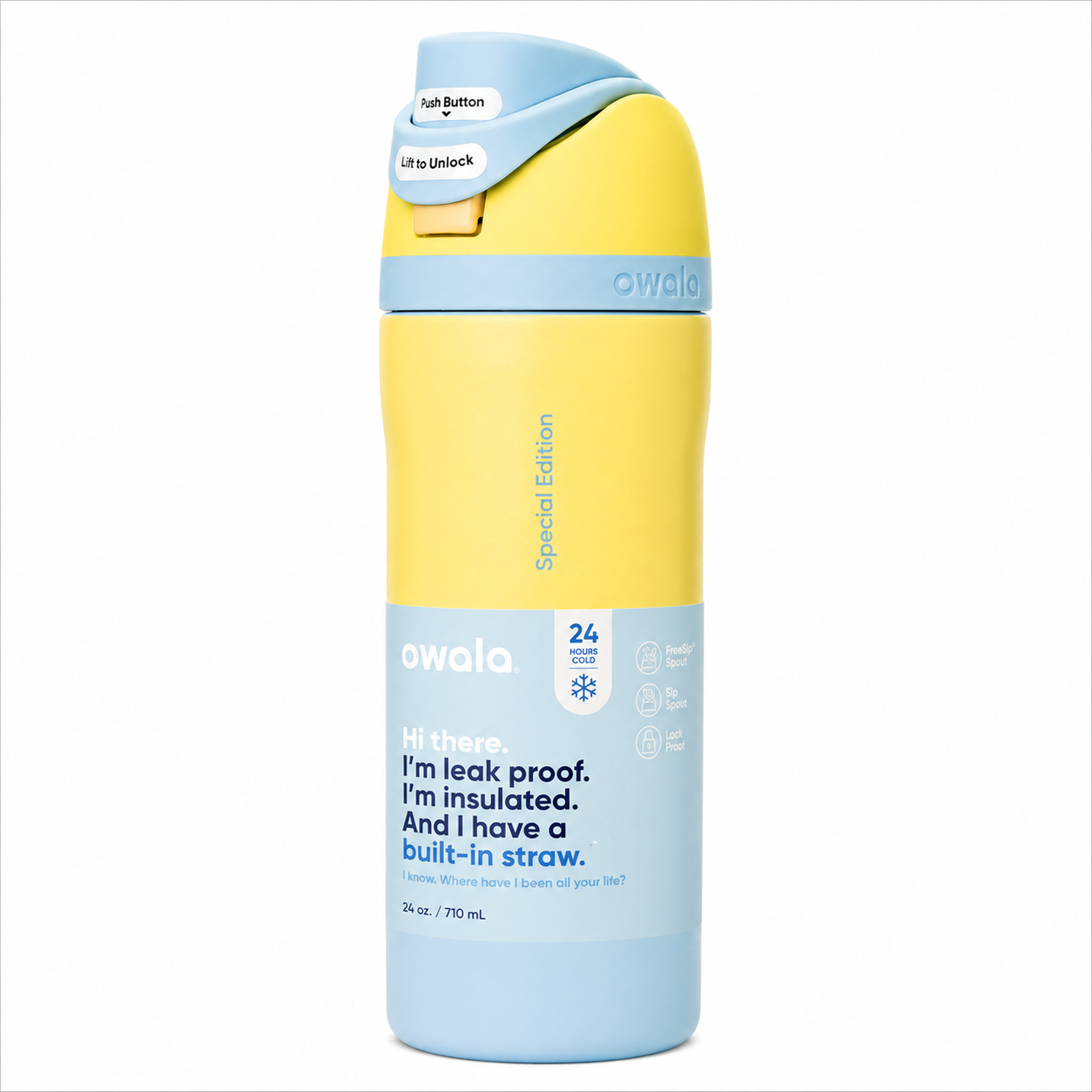 Owala 24oz Pastel Sunshine Edition FreeSip Insulated Water Bottle – Special Edition