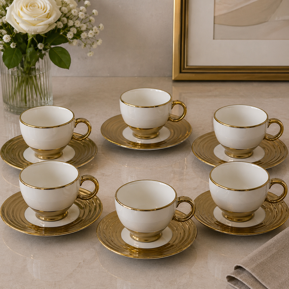 Brilliant Elegant 6-Piece 200cc Cup & Saucer Set