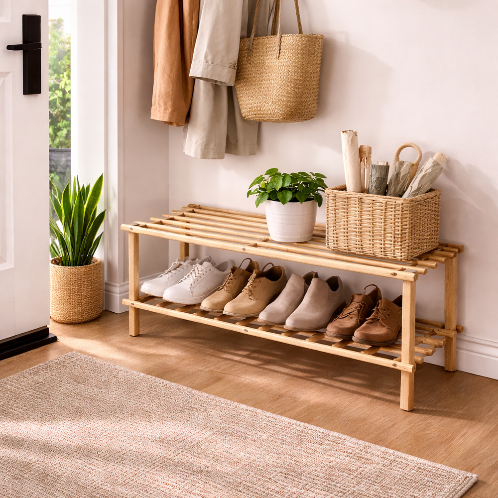Danny Home 2 Tier Bamboo Shoe Rack 63cm