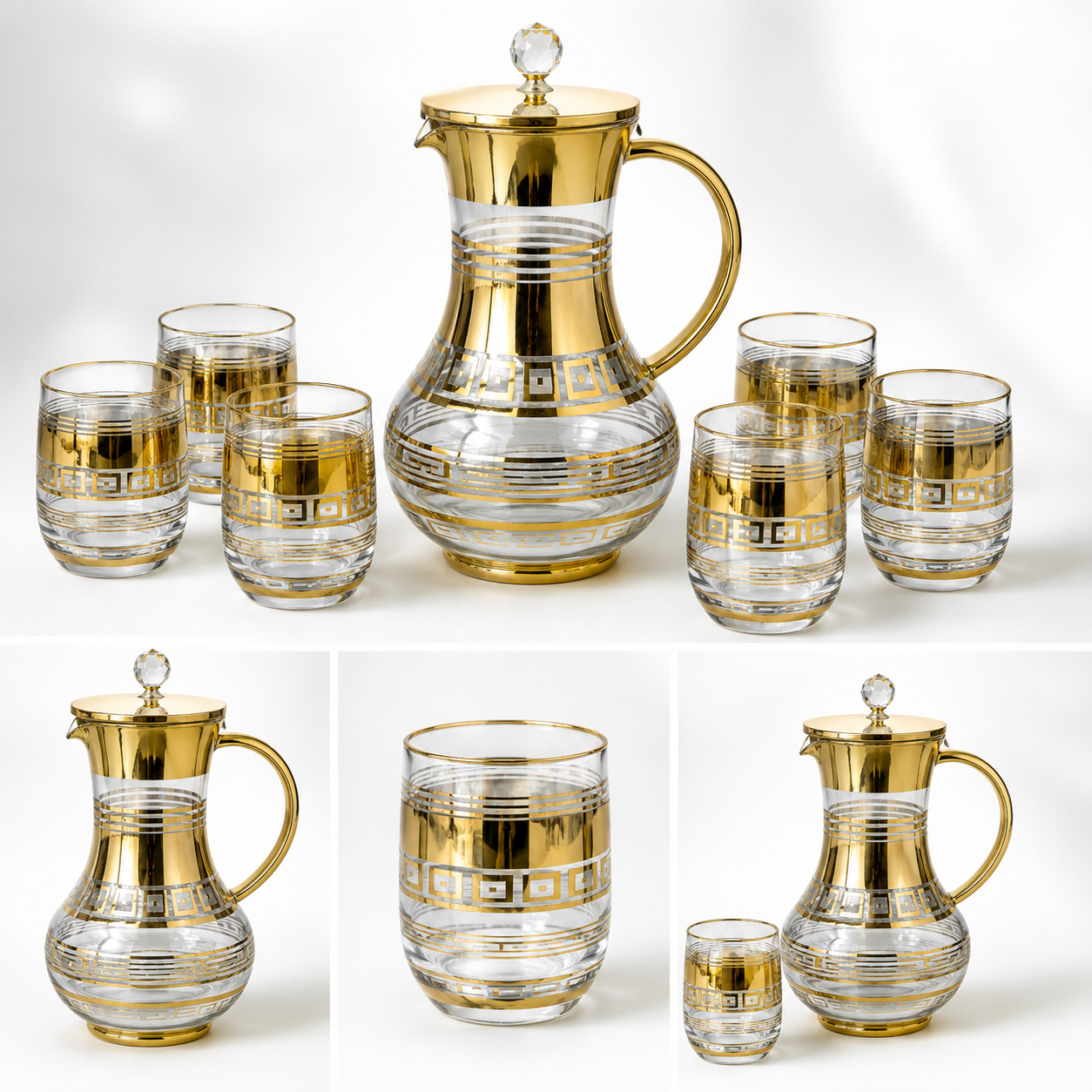 Luxury Gold Glass Water Set – 7 Pieces