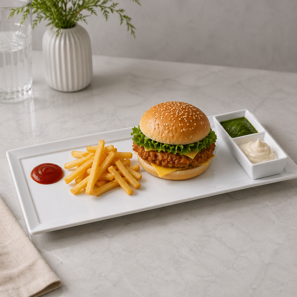 Brilliant 16-Inch Rectangular Serving Plate with 6.25-Inch Dip Tray