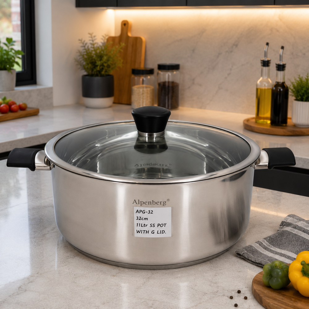 Alpenberg 32cm / 11L Stainless Steel Pot with Glass Lid