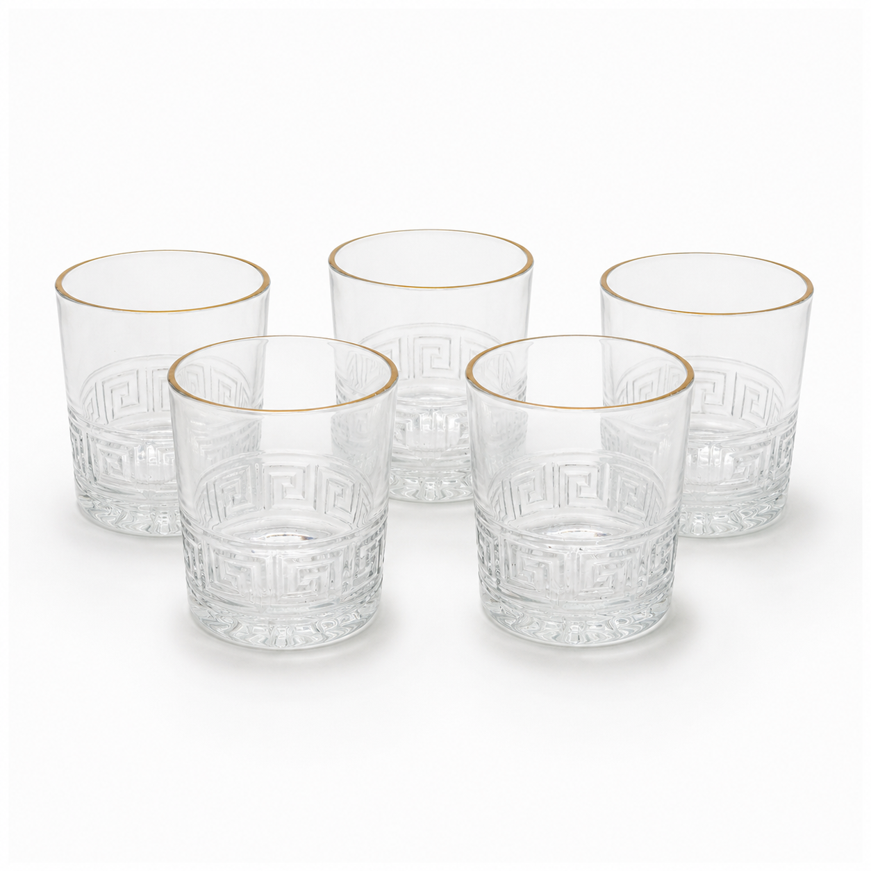Greek Key Gold Rim Glass Set – 6 Pcs