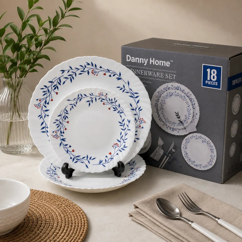 Danny Home Blue Vine 18-Piece Dinner Set