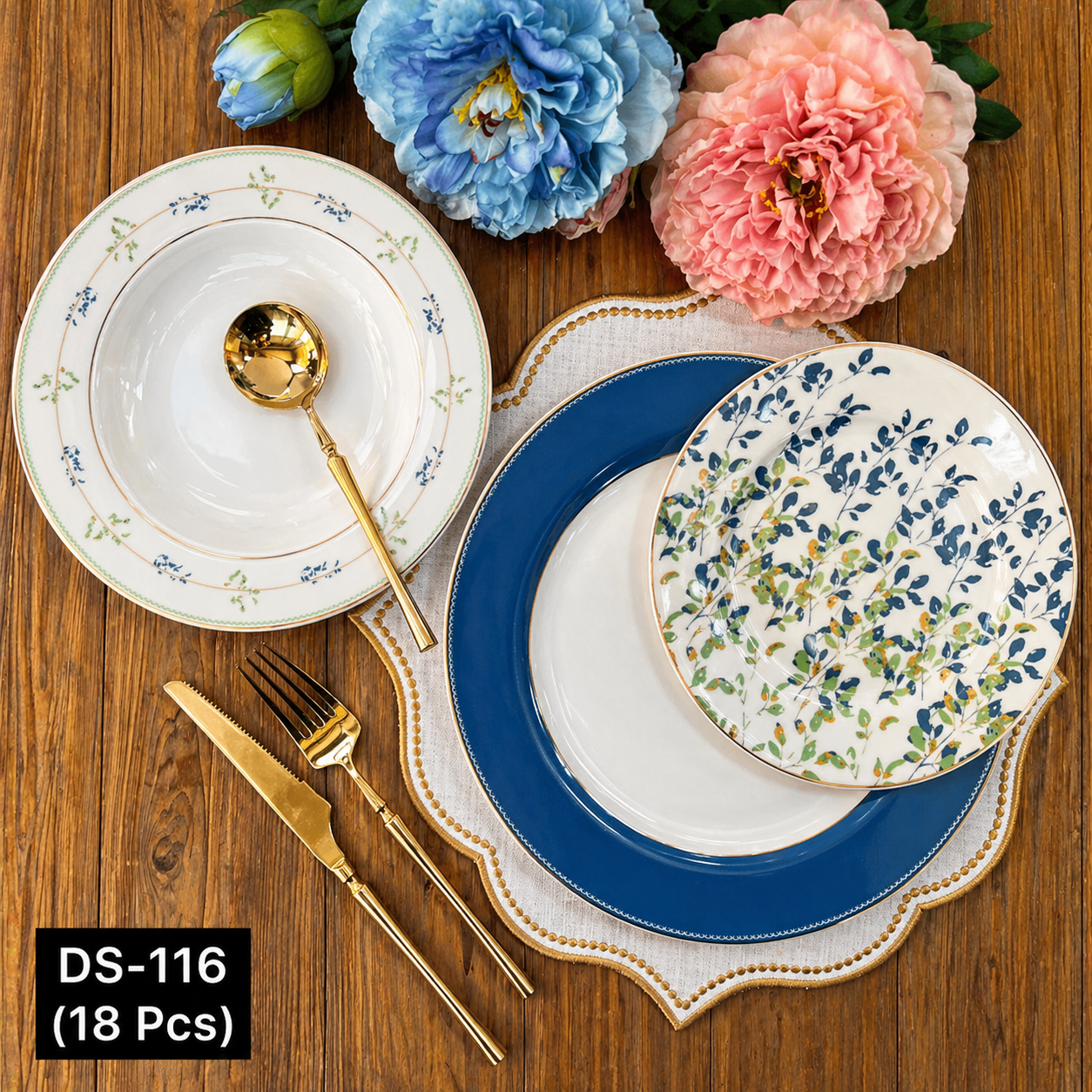 Azure Meadow 18 Piece Dinner Set