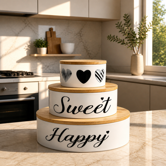 3PC Ceramic Serving Bowls – Sweet & Happy Design