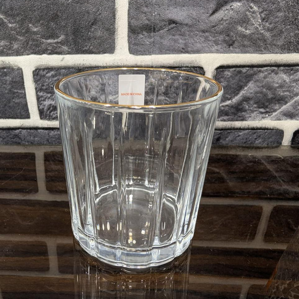 6 Pieces Premium Gold Rim Glass Tumbler Set