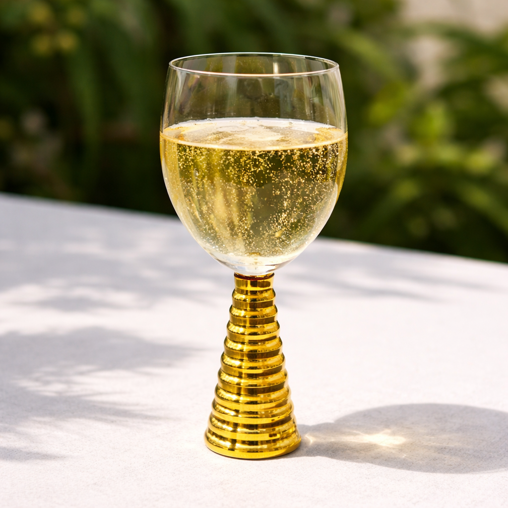 Crystal Gold Screw Stem Champagne Goblets – 6pcs