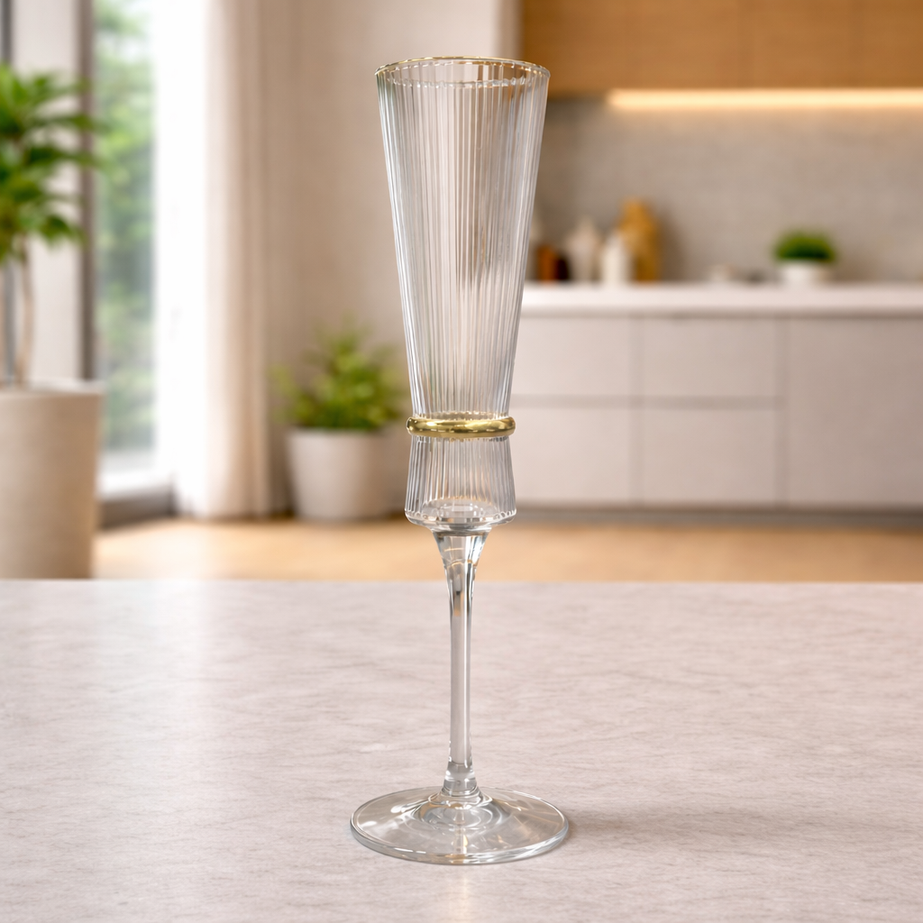 Crystal Gold Rim Champagne Flutes – 6pcs