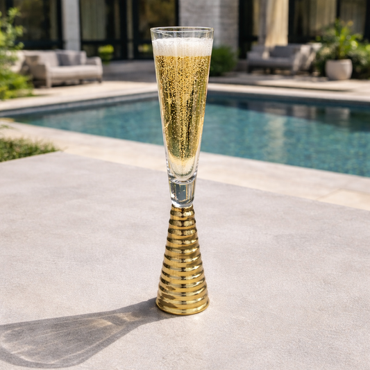 Crystal Gold Screw Stem Champagne Flutes – 6pcs