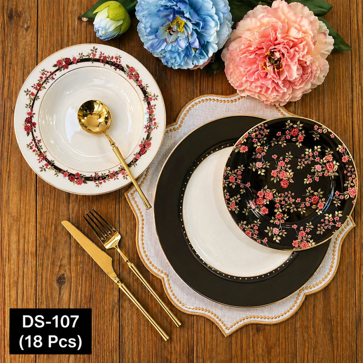 Midnight Rose 18 Pc Dinner Set