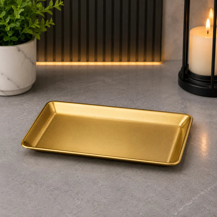 Luxury Golden Rectangular Serving Tray – 32 × 16cm