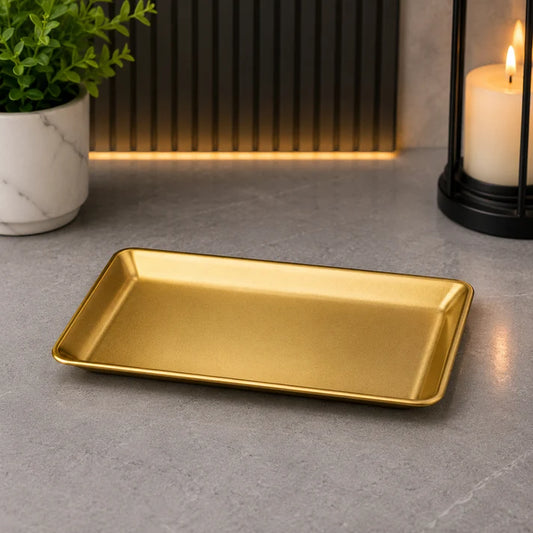 Luxury Golden Rectangular Serving Tray – 36 × 20cm