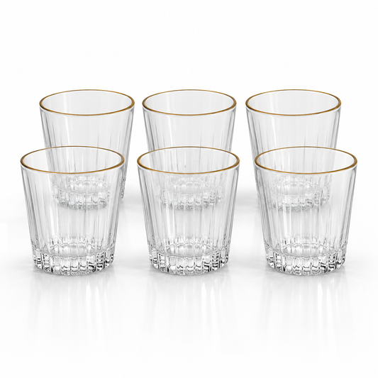 6 Pcs Gold Rim Glass Tumbler Set