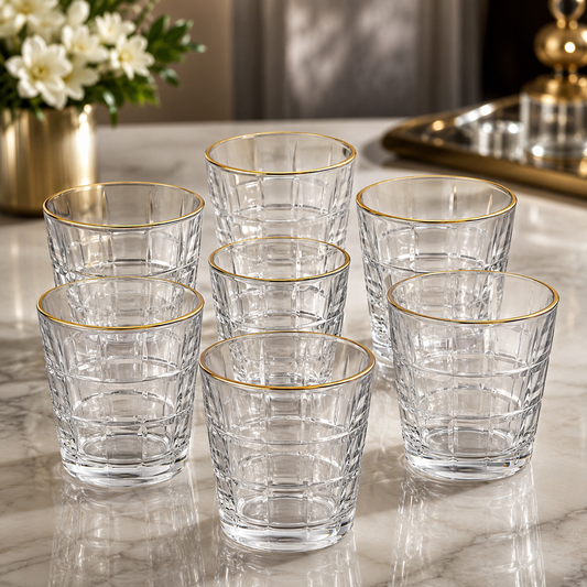 6 Pcs Gold Rim Glass Tumbler Set
